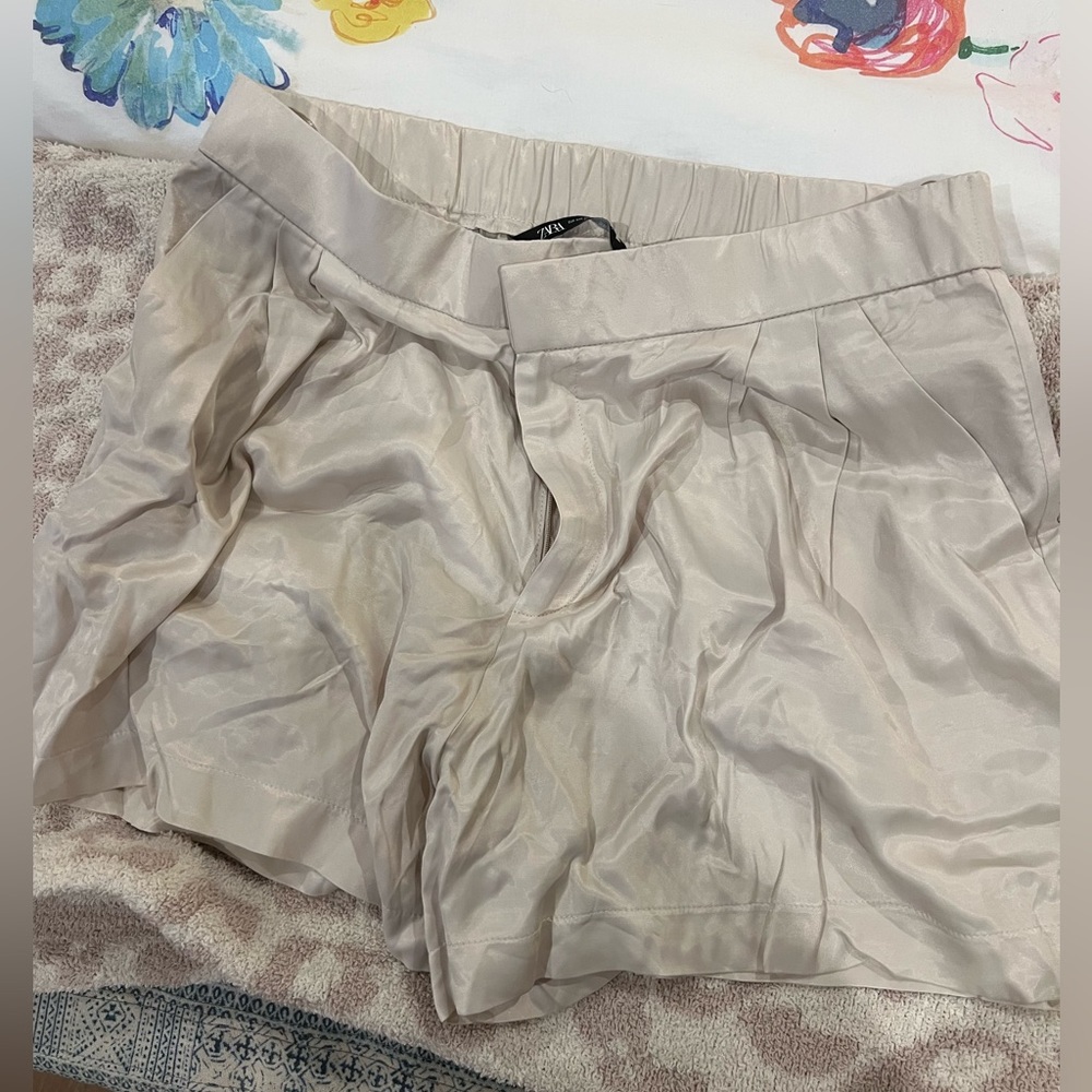 Satin bone colored shorts!!
